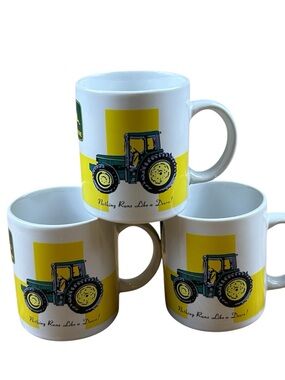 Set of 3 Vintage Gibson John Deere Mugs “Nothing Runs Like a Deere!”